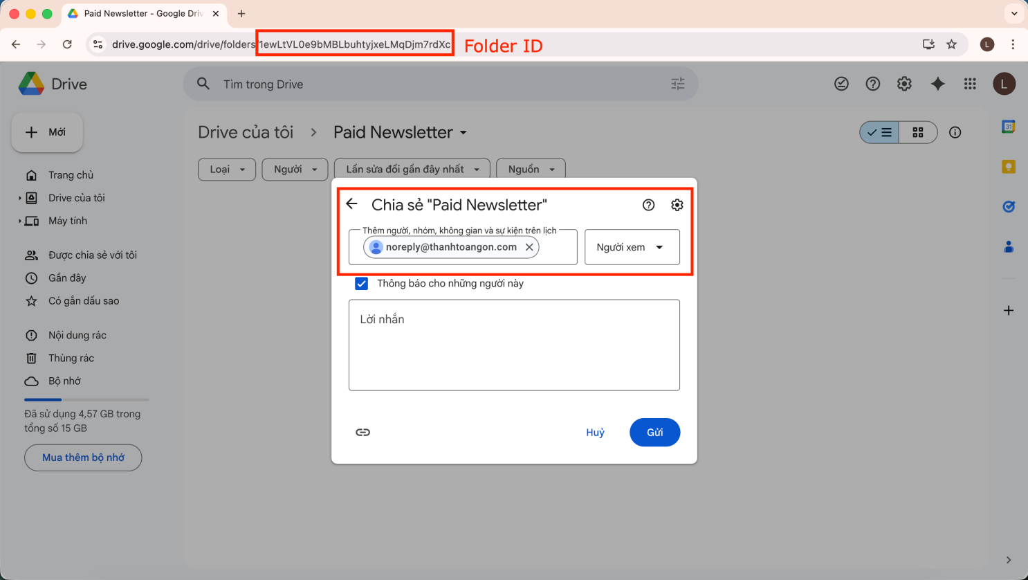 Chia sẻ folder Google Drive với noreply@thanhtoangon.com