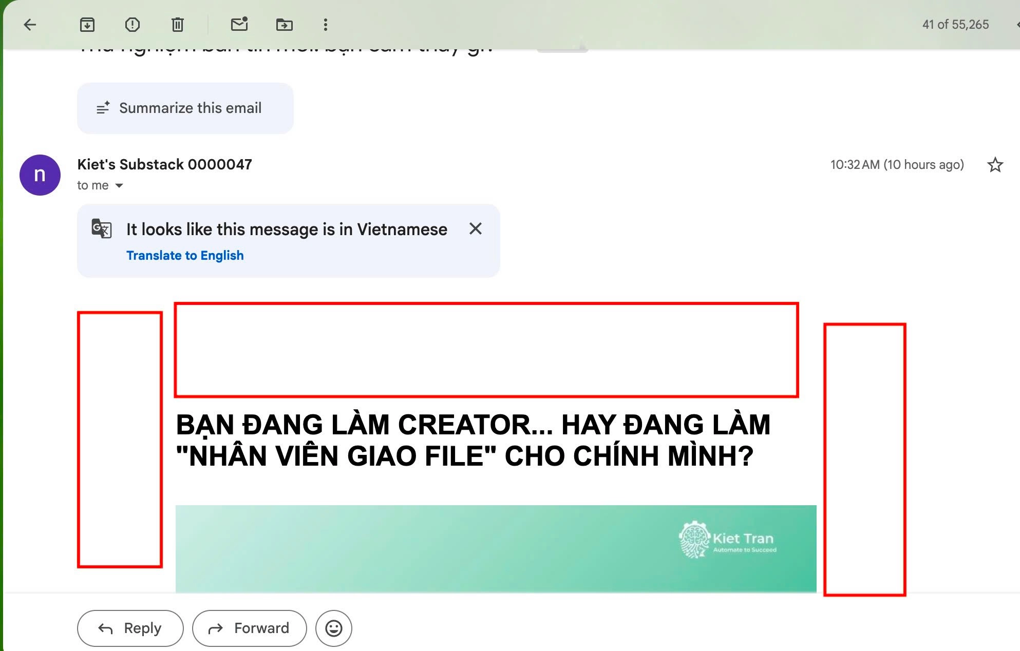 Ví dụ email bản tin thực tế trong Gmail