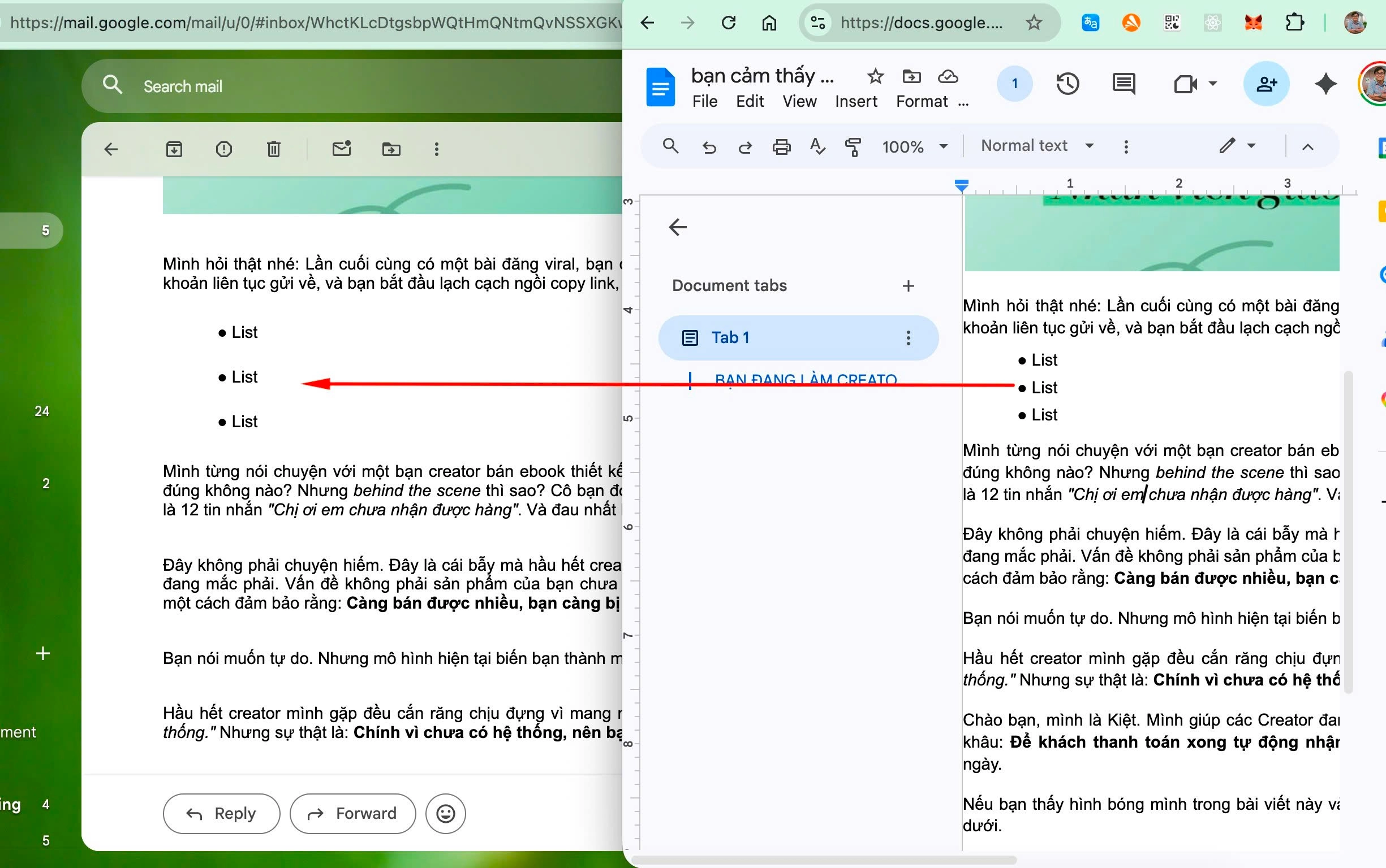 Thay bullets mặc định bằng ký tự đặc biệt trong Google Docs